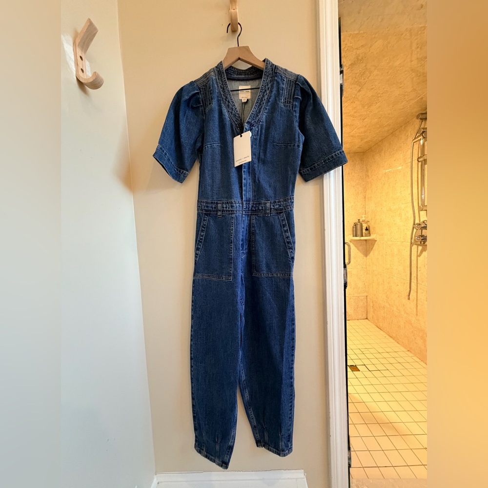 Seventy + Mochi Lily All In One Denim Jumpsuit - Mid Vintage Wash, US 4 $199 NWT